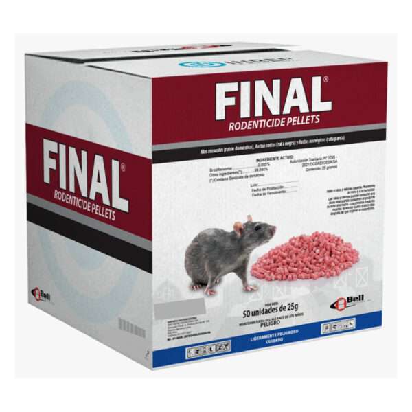 FINAL® PELLETS X CAJA DE 50 SACHETS DE 25 GR – RODENTICIDA