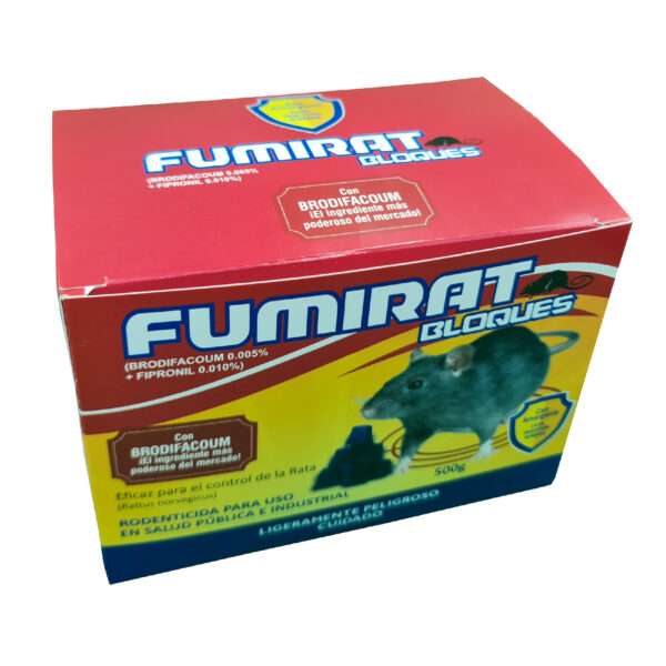 FUMIRAT BLOQUE – CAJA X 500 GR (BRODIFACOUM AL 0.5 %) – RATICIDA - Imagen 3